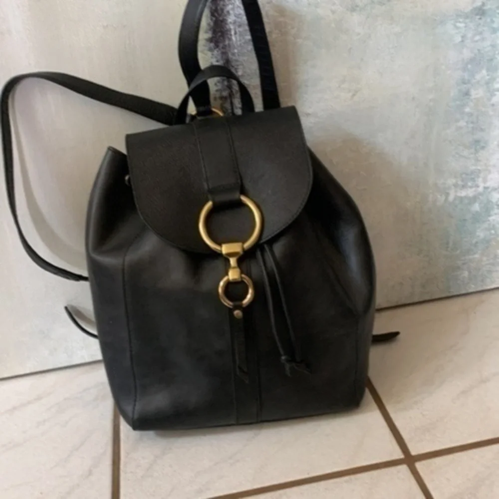 FRYE Black Leather Backpack